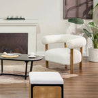 Ivory White Boucle Barrel Accent Chair – Single / Set of 2
