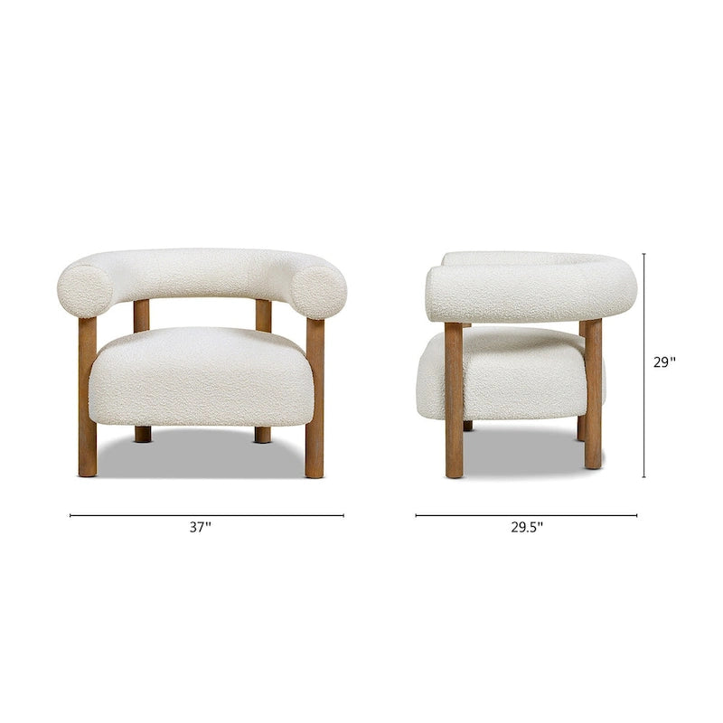 Ivory White Boucle Barrel Accent Chair – Single / Set of 2