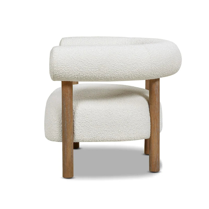 Ivory White Boucle Barrel Accent Chair – Single / Set of 2