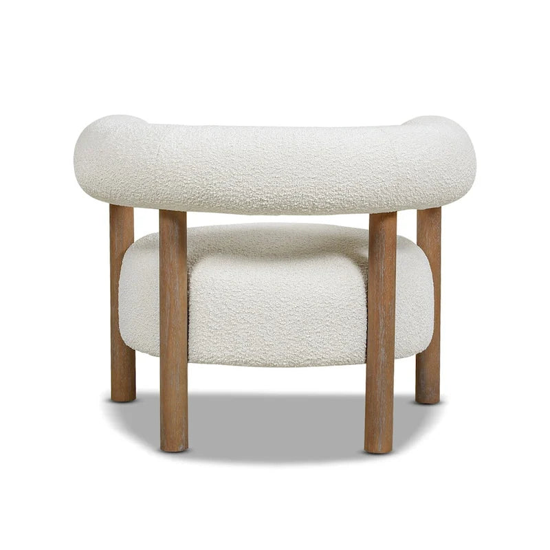 Ivory White Boucle Barrel Accent Chair – Single / Set of 2
