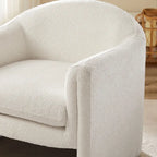 Boucle Upholstered Barrel Accent Chair, 31.2"W, Single Seat, Solid Wood Frame