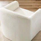 Boucle Upholstered Barrel Accent Chair, 31.2"W, Single Seat, Solid Wood Frame
