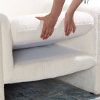 Boucle Upholstered Barrel Accent Chair, 31.2"W, Single Seat, Solid Wood Frame
