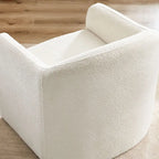 Boucle Upholstered Barrel Accent Chair, 31.2"W, Single Seat, Solid Wood Frame