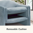 Boucle Upholstered Barrel Accent Chair, 31.2"W, Single Seat, Solid Wood Frame