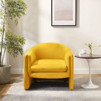 Boucle Upholstered Barrel Accent Chair, 31.2"W, Single Seat, Solid Wood Frame