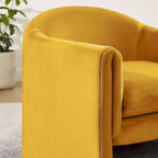 Boucle Upholstered Barrel Accent Chair, 31.2"W, Single Seat, Solid Wood Frame