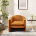 Boucle Upholstered Barrel Accent Chair, 31.2"W, Single Seat, Solid Wood Frame