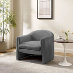 Boucle Upholstered Barrel Accent Chair, 31.2"W, Single Seat, Solid Wood Frame