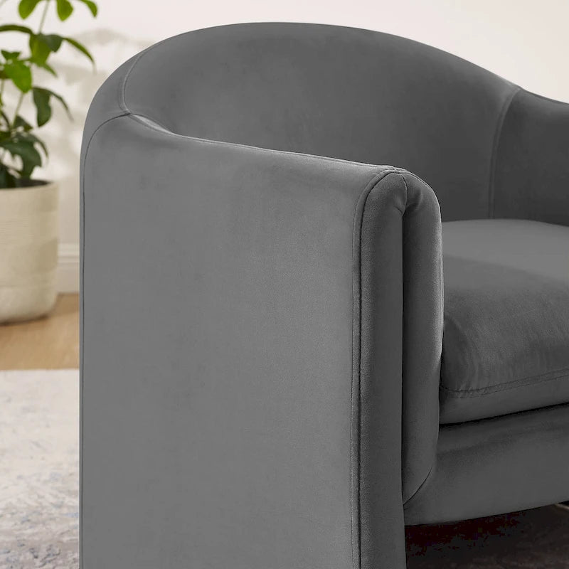 Boucle Upholstered Barrel Accent Chair, 31.2"W, Single Seat, Solid Wood Frame