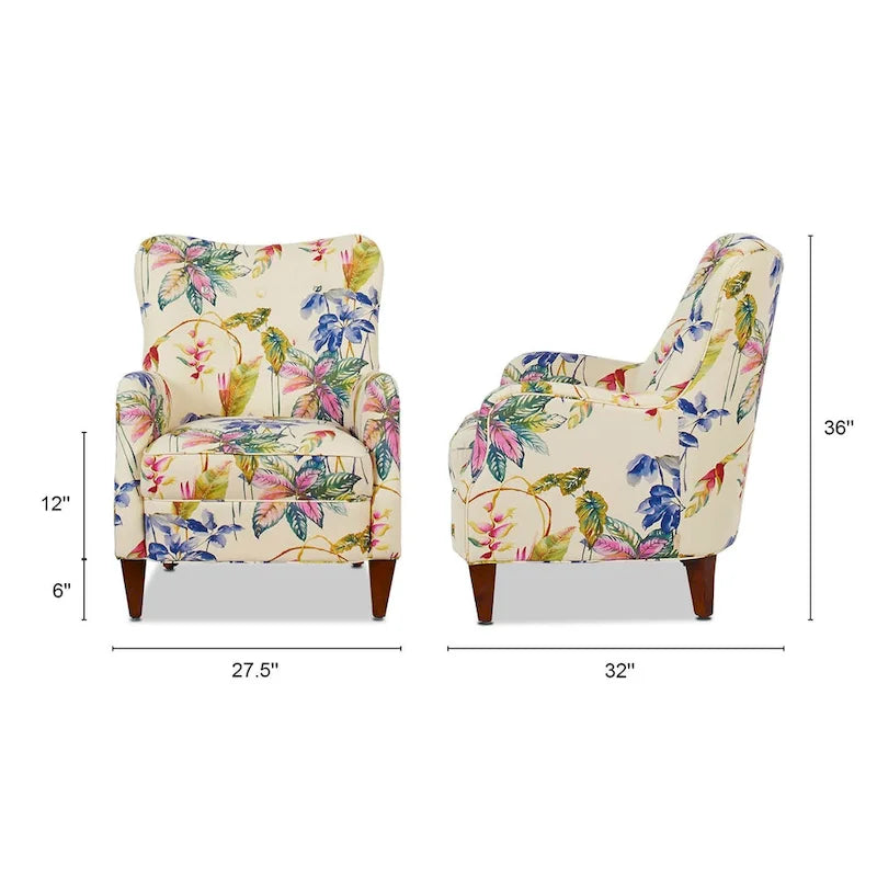 Beige Floral / Sky Neutral Beige Accent Arm Chair – Single Seat