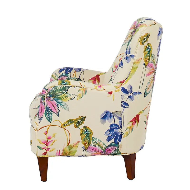 Beige Floral / Sky Neutral Beige Accent Arm Chair – Single Seat