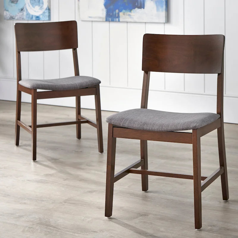 Grey / Light Blue Mid-Century Solid Wood Dining Chair, Set of 2
