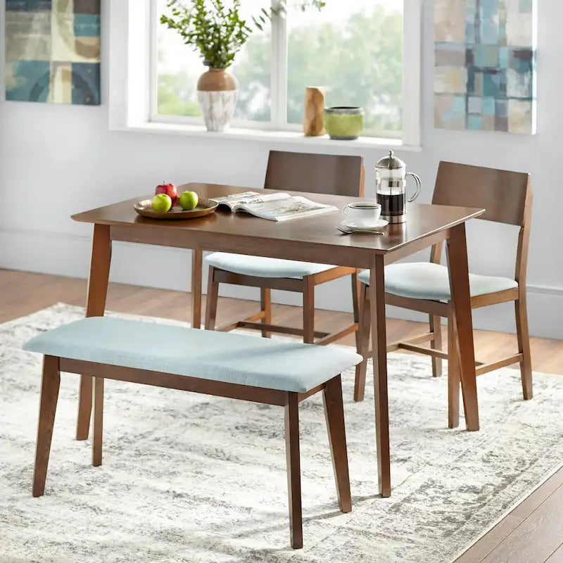 Grey / Light Blue Mid-Century Solid Wood Dining Chair, Set of 2