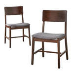 Grey / Light Blue Mid-Century Solid Wood Dining Chair, Set of 2