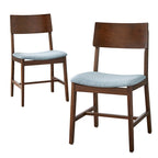 Grey / Light Blue Mid-Century Solid Wood Dining Chair, Set of 2