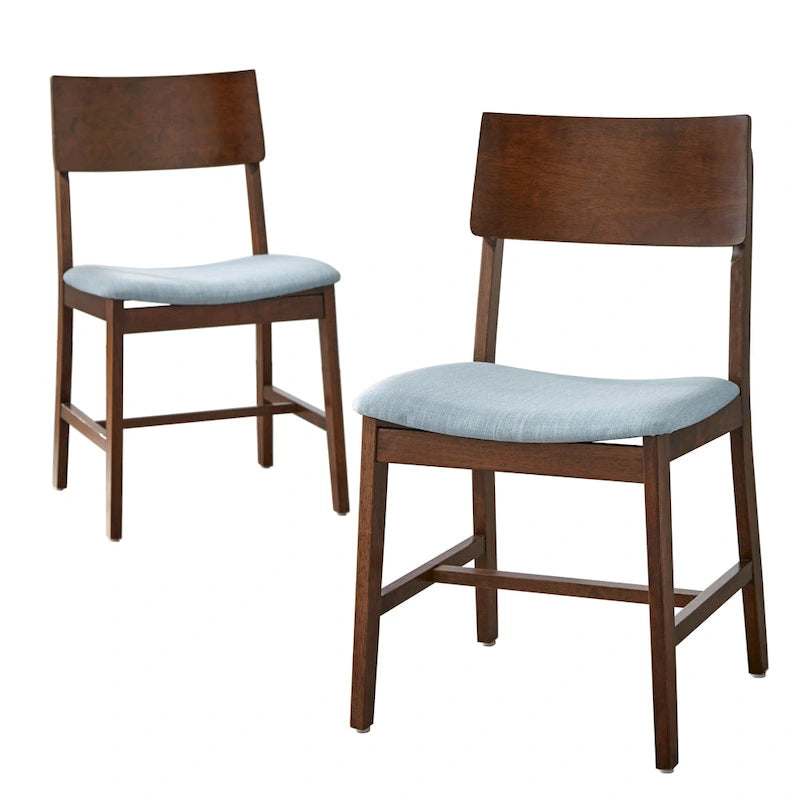 Grey / Light Blue Mid-Century Solid Wood Dining Chair, Set of 2