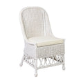 White / Grey Armless Rattan Dining Chair with Cushion – Seats 1