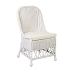 White / Grey Armless Rattan Dining Chair with Cushion – Seats 1
