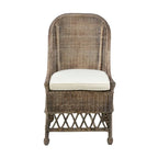 White / Grey Armless Rattan Dining Chair with Cushion – Seats 1