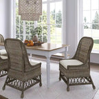 White / Grey Armless Rattan Dining Chair with Cushion – Seats 1