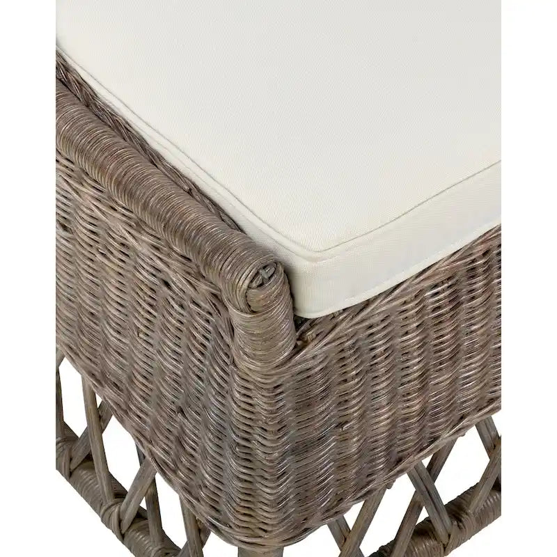 White / Grey Armless Rattan Dining Chair with Cushion – Seats 1