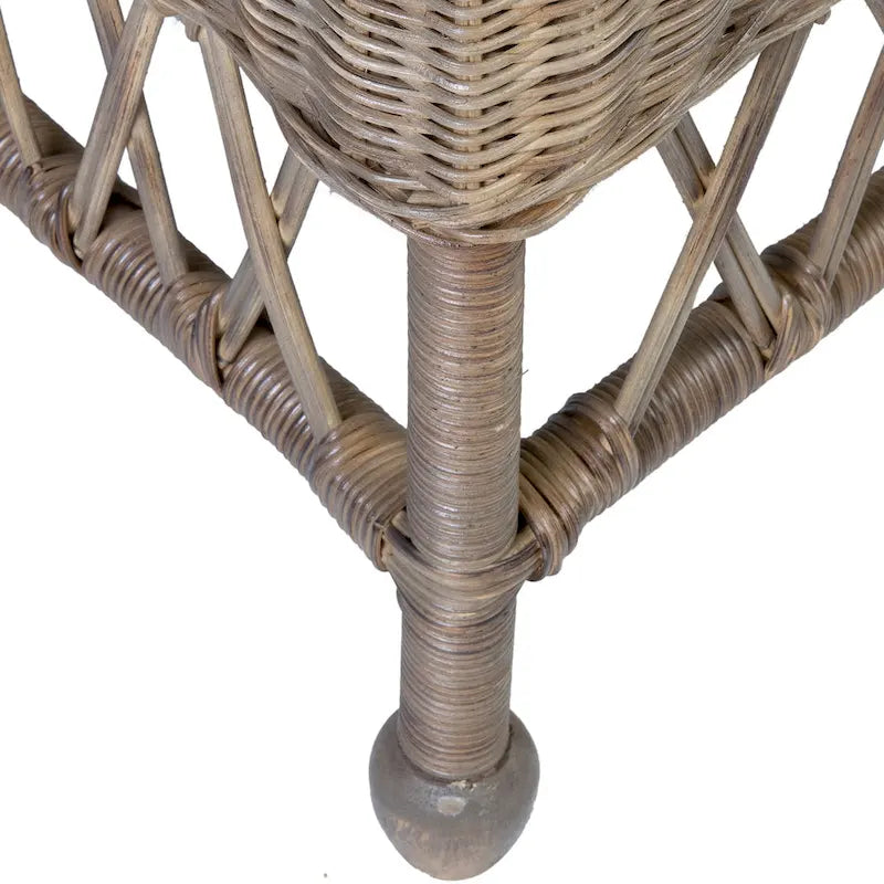 White / Grey Armless Rattan Dining Chair with Cushion – Seats 1