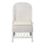 White / Grey Armless Rattan Dining Chair with Cushion – Seats 1