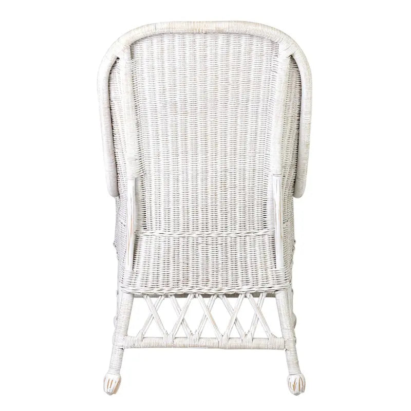 White / Grey Armless Rattan Dining Chair with Cushion – Seats 1
