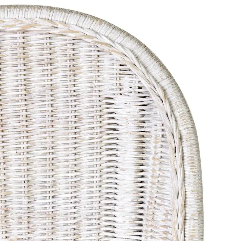 White / Grey Armless Rattan Dining Chair with Cushion – Seats 1