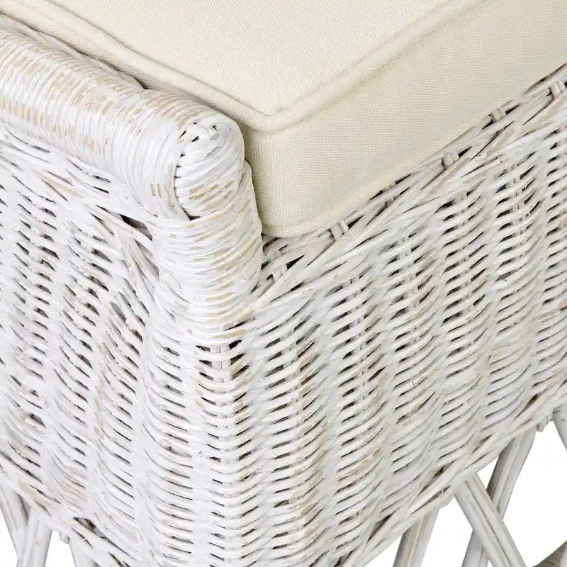 White / Grey Armless Rattan Dining Chair with Cushion – Seats 1