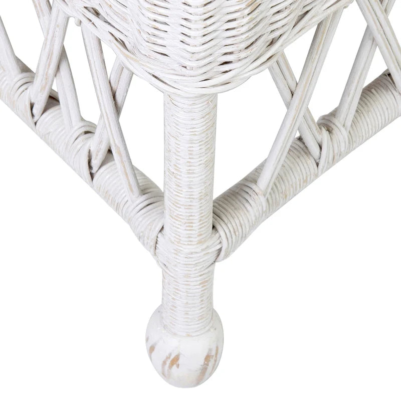 White / Grey Armless Rattan Dining Chair with Cushion – Seats 1