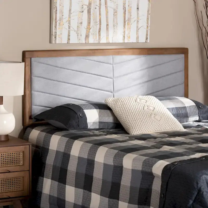 Light Grey Chevron Tufted Upholstered Headboard – Single