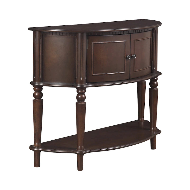 Brown Half-Round Console Table, Wood, 1-Piece