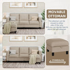Grey Linen L-Shaped Sectional Sofa with Reversible Chaise, Seats 3–4