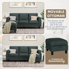 Grey Linen L-Shaped Sectional Sofa with Reversible Chaise, Seats 3–4