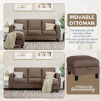 Grey Linen L-Shaped Sectional Sofa with Reversible Chaise, Seats 3–4
