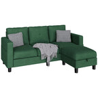 Grey Linen L-Shaped Sectional Sofa with Reversible Chaise, Seats 3–4