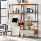Walnut/Grey Nordic Ladder Desk & Bookshelf Set, 2-Piece