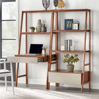 Walnut/Grey Nordic Ladder Desk & Bookshelf Set, 2-Piece