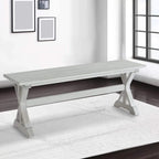 Antique White Backless Dining Bench, Farmhouse Style, Seats 2