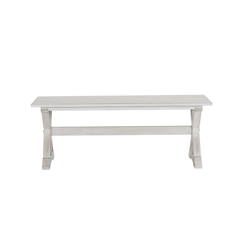 Antique White Backless Dining Bench, Farmhouse Style, Seats 2