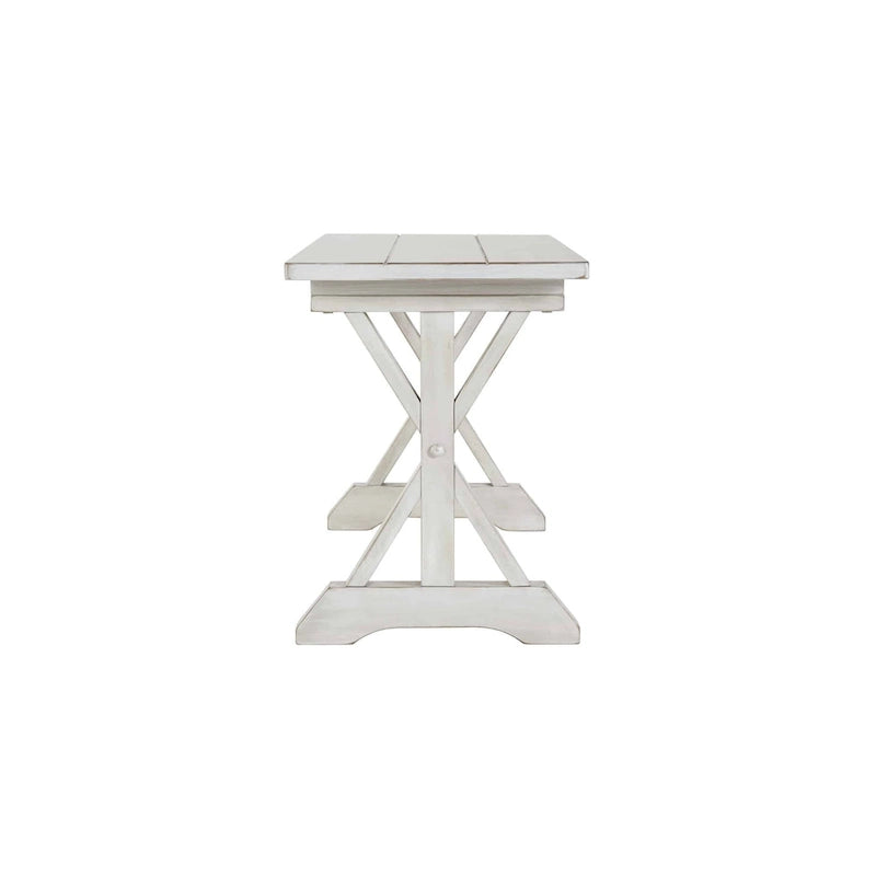 Antique White Backless Dining Bench, Farmhouse Style, Seats 2