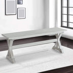 Antique White Backless Dining Bench, Farmhouse Style, Seats 2