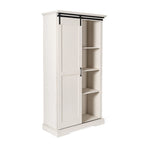 White / Graywash / Black Farmhouse Sliding Barn Door Storage Cabinet, 6-Shelf, Single Assembly