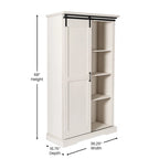 White / Graywash / Black Farmhouse Sliding Barn Door Storage Cabinet, 6-Shelf, Single Assembly