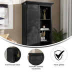 White / Graywash / Black Farmhouse Sliding Barn Door Storage Cabinet, 6-Shelf, Single Assembly