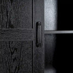 White / Graywash / Black Farmhouse Sliding Barn Door Storage Cabinet, 6-Shelf, Single Assembly