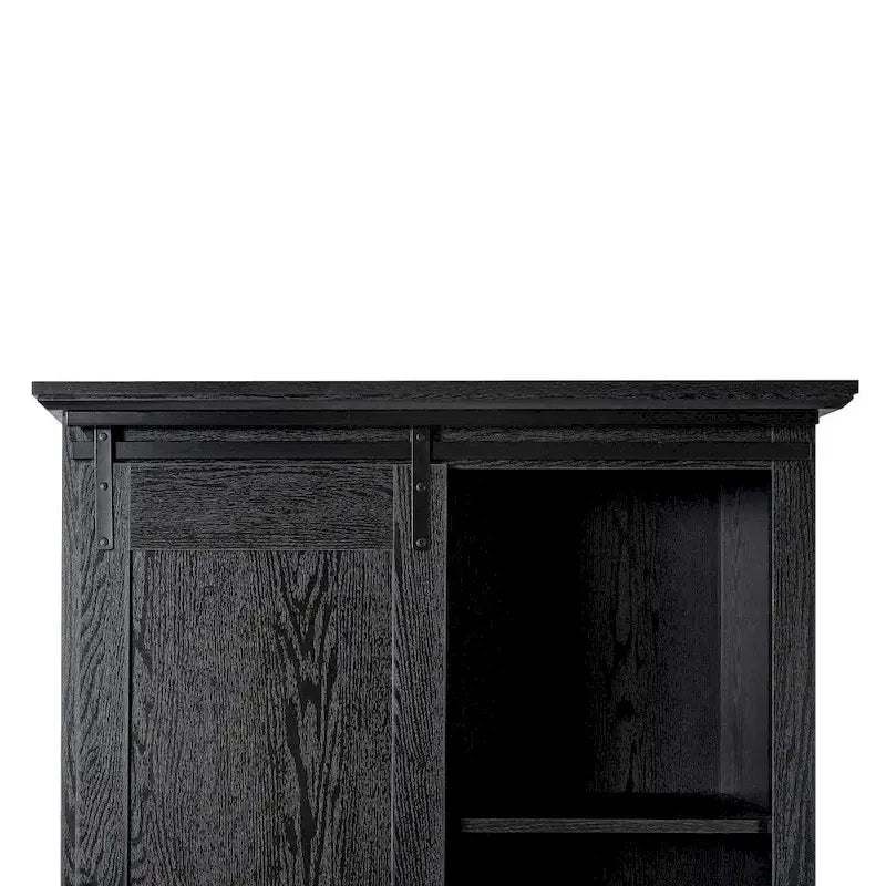 White / Graywash / Black Farmhouse Sliding Barn Door Storage Cabinet, 6-Shelf, Single Assembly