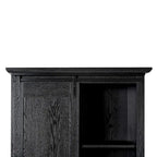 White / Graywash / Black Farmhouse Sliding Barn Door Storage Cabinet, 6-Shelf, Single Assembly